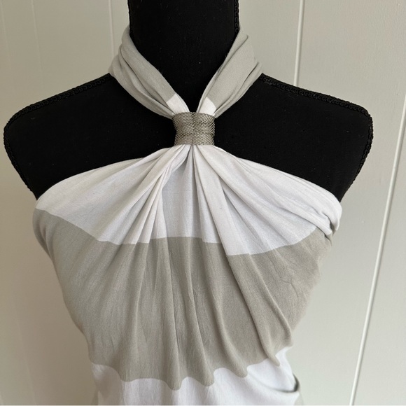 JAYGODFREY Grey and White Horizontal Striped Maxi Dress - Picture 3 of 14